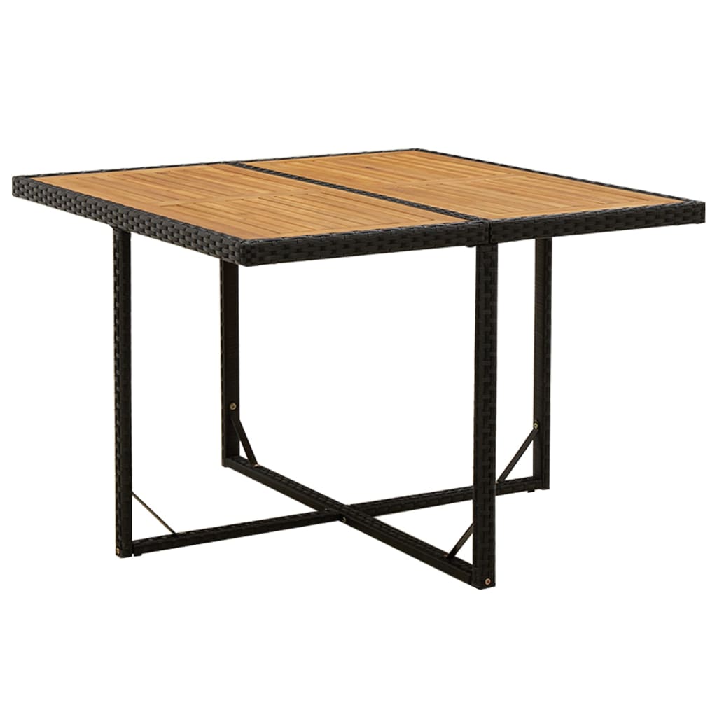 Rattan-effect acacia wood garden dining table beige 109x107x74cm