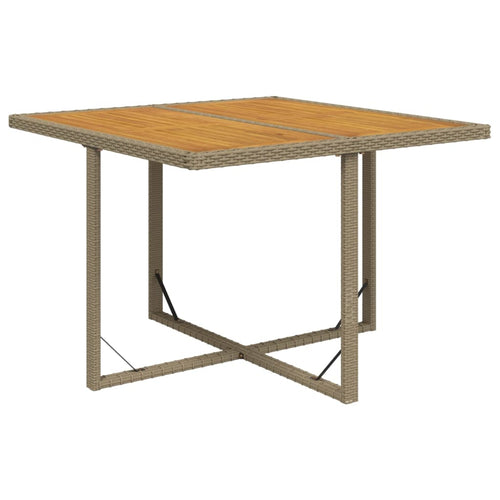 Rattan-effect acacia wood garden dining table beige 109x107x74cm