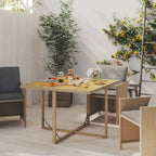 Mesa de jardín ratán sintético madera acacia beige 109x107x74cm