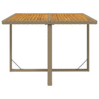 Mesa de jardín ratán sintético madera acacia beige 109x107x74cm