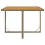 Mesa de jardín ratán sintético madera acacia beige 109x107x74cm