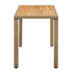 Mesa de jardín ratán sintético madera acacia beige 123x60x74cm