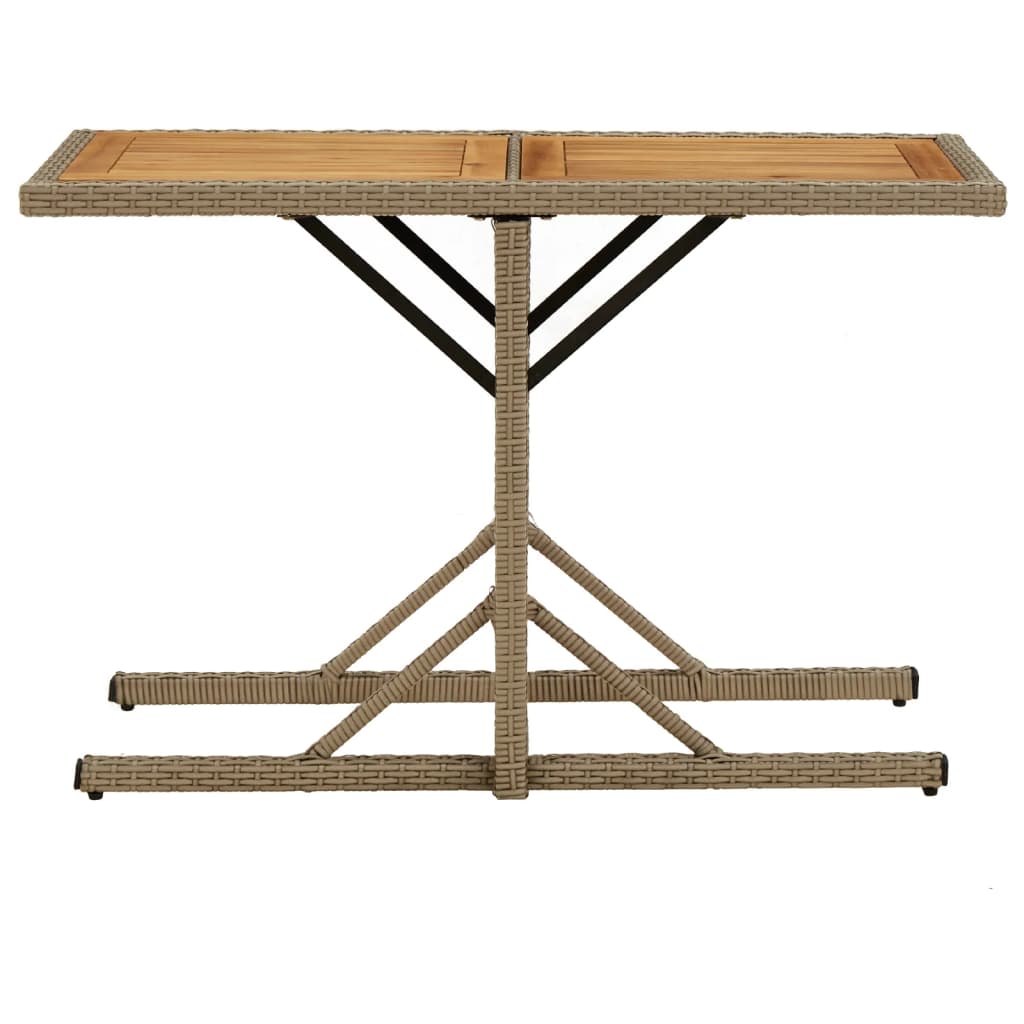 Acacia solid wood and beige synthetic rattan garden table