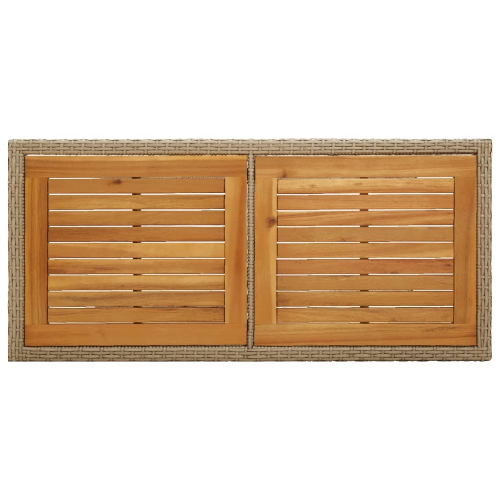 Acacia solid wood and beige synthetic rattan garden table