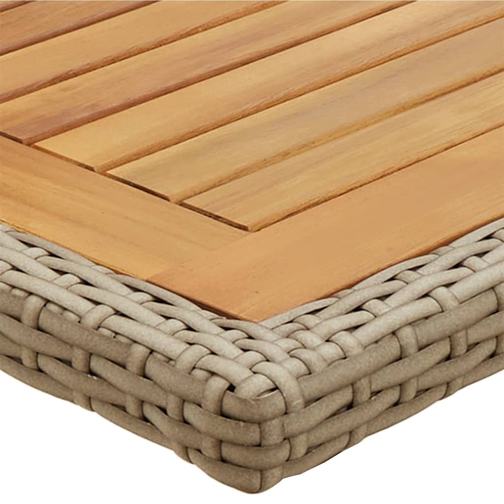 Acacia solid wood and beige synthetic rattan garden table