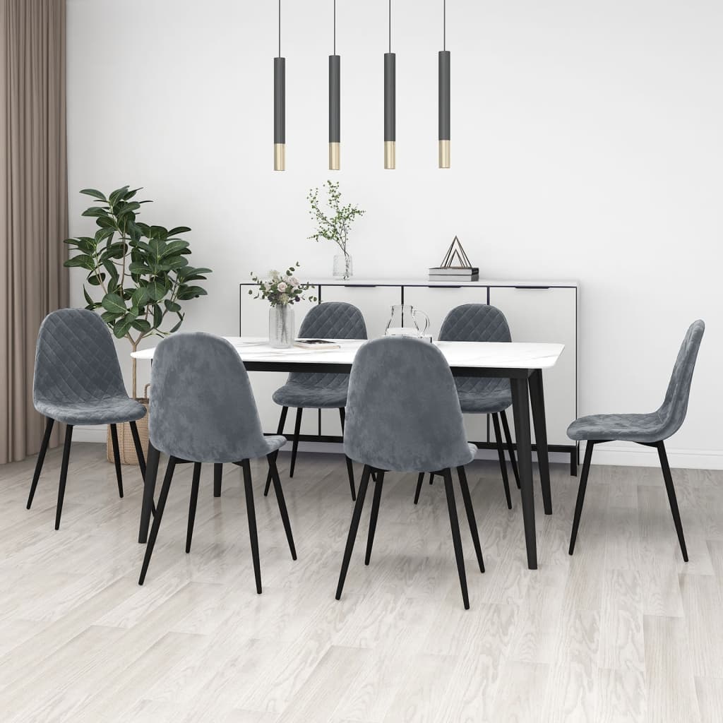 Silla de comedor 6 unidades terciopelo negro