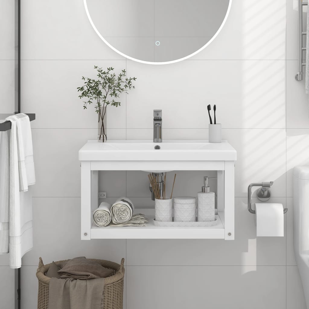Estructura de lavabo suspendido hierro blanco 40x38x31 cm
