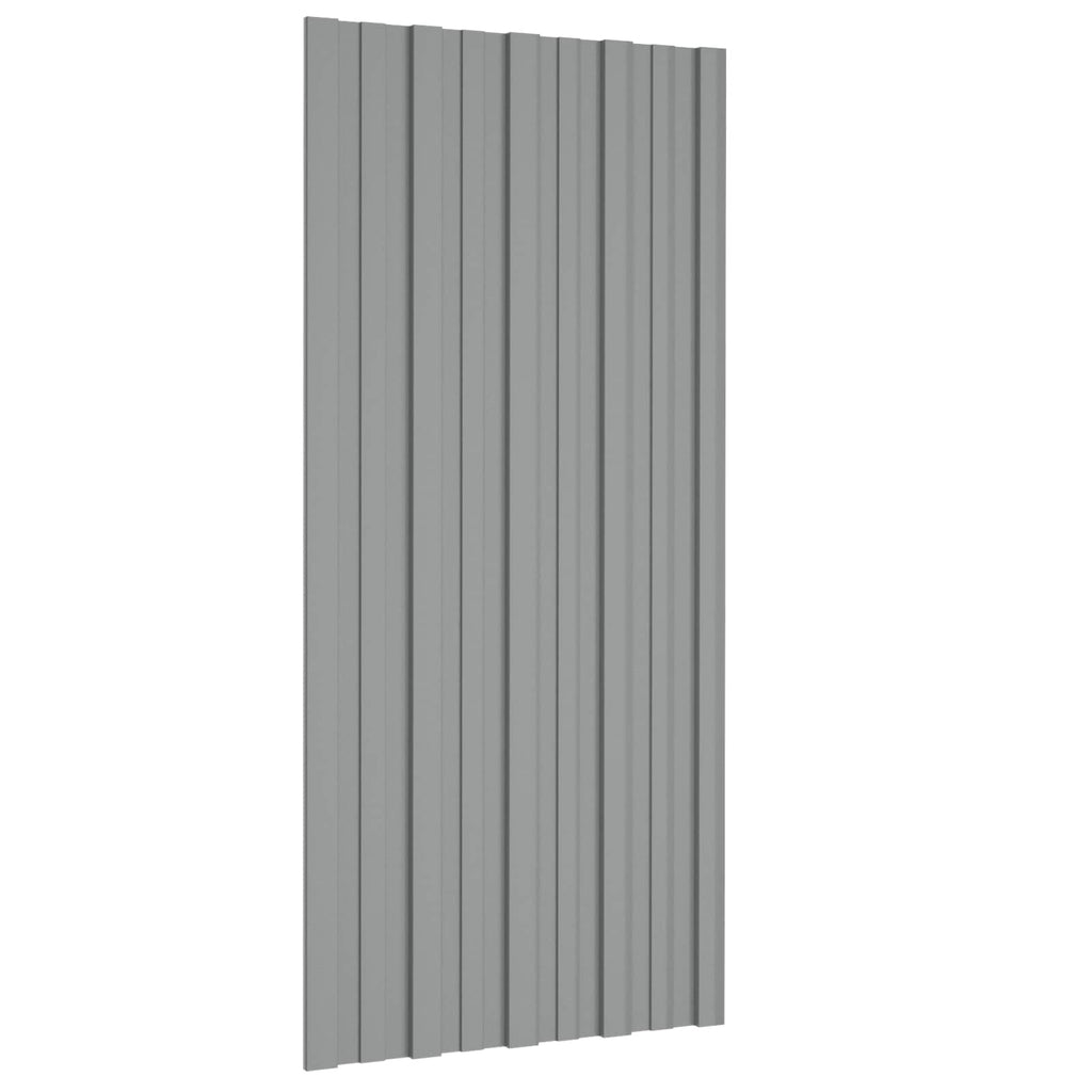 Panel de techo 12 pcs Gris 100 x 45 cm Acero galvanizado
