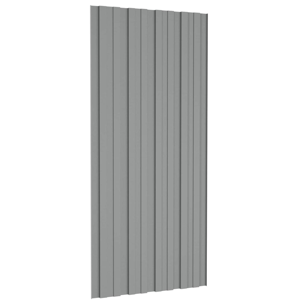 Panel de techo 12 pcs Gris 100 x 45 cm Acero galvanizado