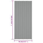 Panel de techo 12 pcs Gris 100 x 45 cm Acero galvanizado
