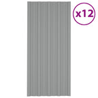 Panel de techo 12 pcs Gris 100 x 45 cm Acero galvanizado