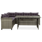 Set de muebles de jardín 2 pzas y cojines ratán sintético gris