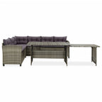 Set de muebles de jardín 2 pzas y cojines ratán sintético gris