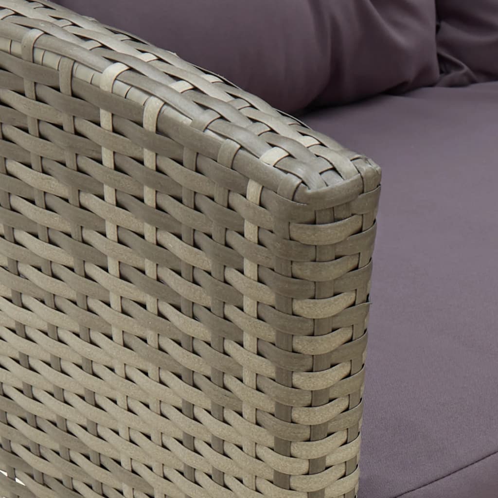 Set de muebles de jardín 2 pzas y cojines ratán sintético gris