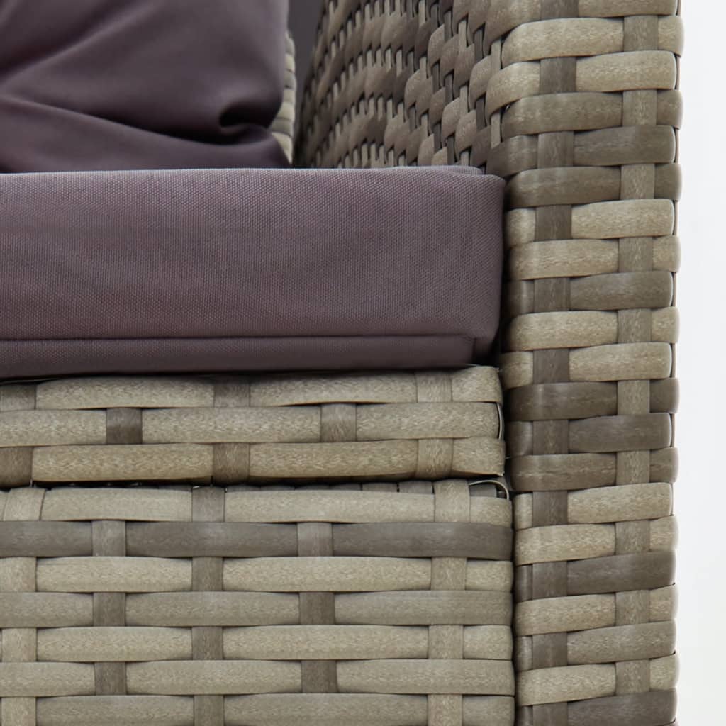 Set de muebles de jardín 2 pzas y cojines ratán sintético gris