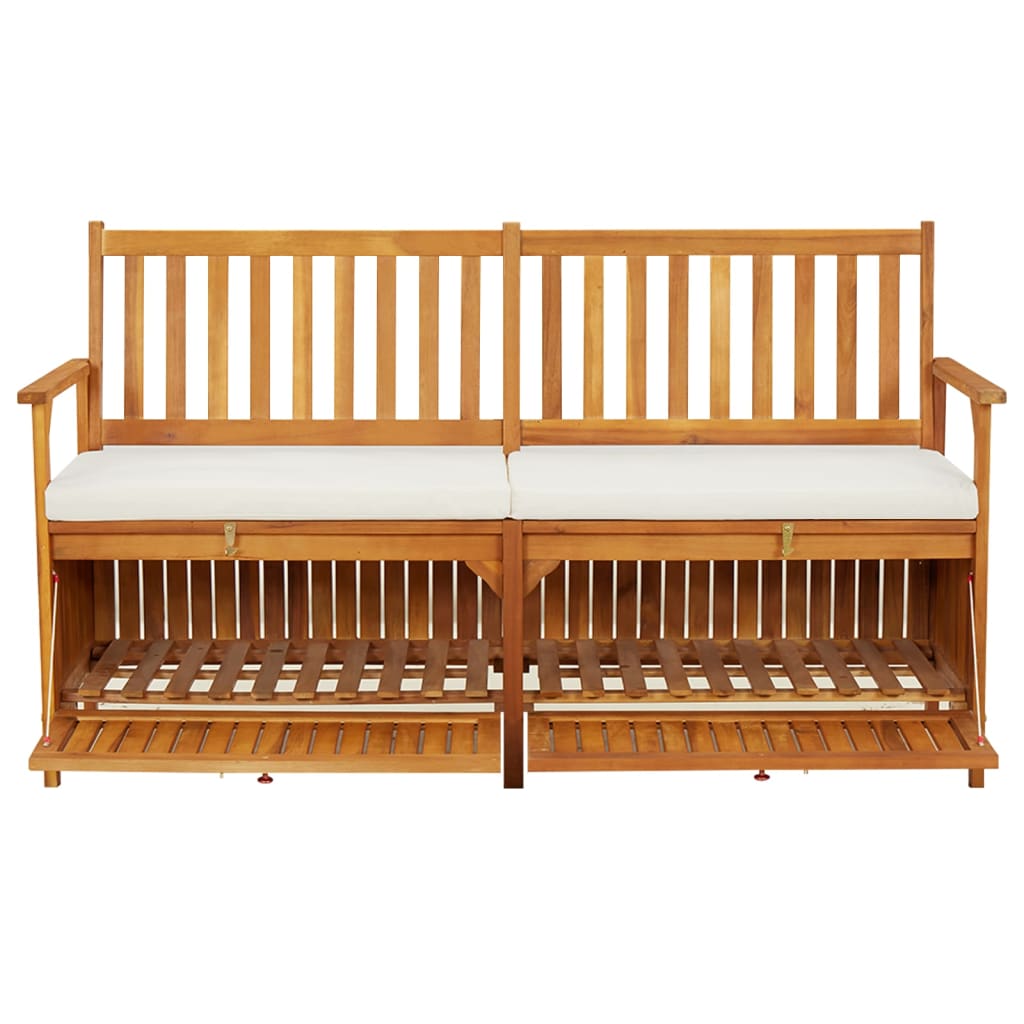 Banco de almacenaje con cojín madera maciza de acacia 148 cm