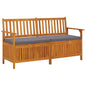 Banco de almacenaje con cojín madera maciza de acacia 148 cm