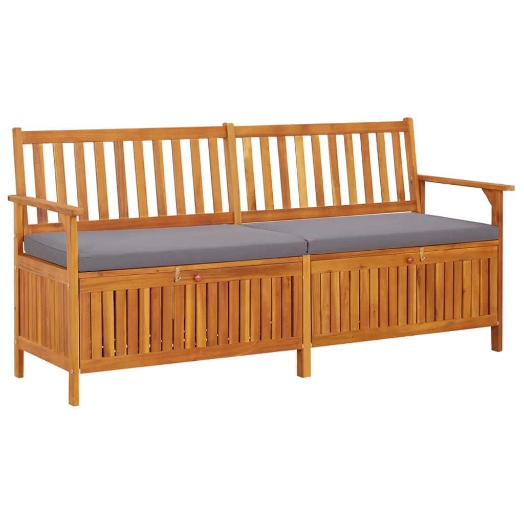 Banco de almacenaje con cojín madera maciza de acacia 148 cm