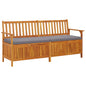 Banco de almacenaje con cojín madera maciza de acacia 148 cm