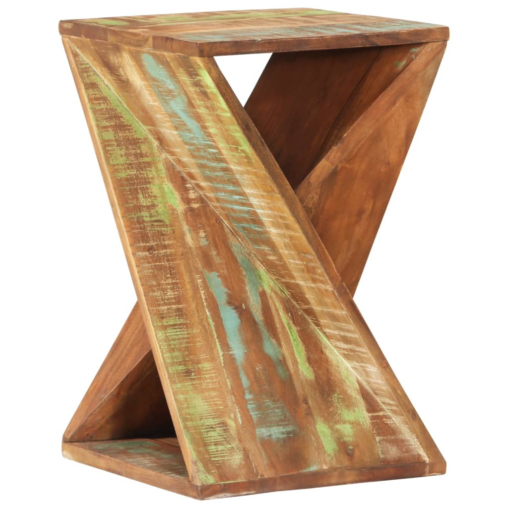 Mesa auxiliar madera maciza reciclada 35x35x55 cm