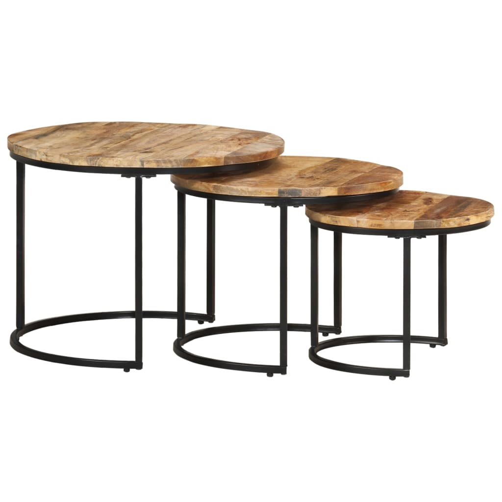 Stackable tables 2 units rough mango wood