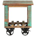 Mesa auxiliar con ruedas madera maciza reciclada 40x40x42 cm