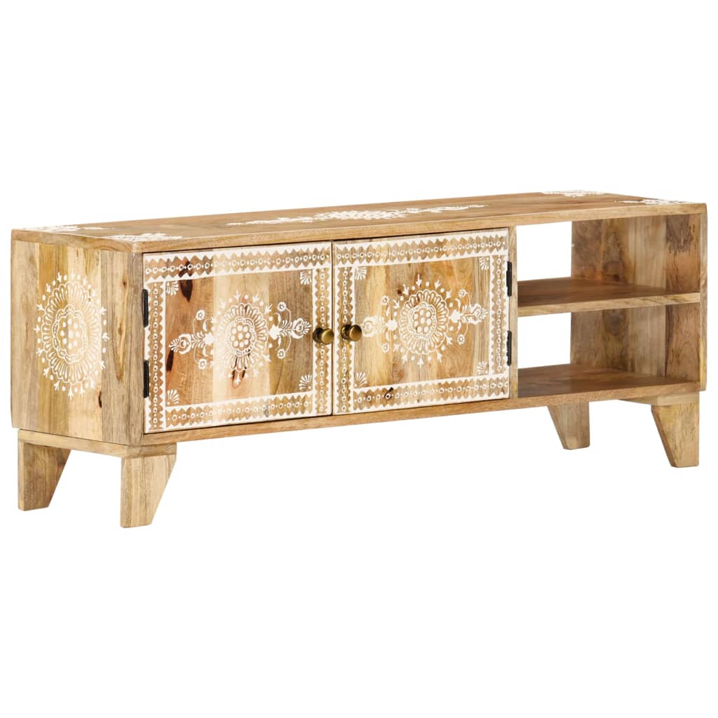 Mueble de TV madera maciza de mango 110x30x40 cm