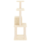 Rascador para gatos con postes de sisal crema 105 cm