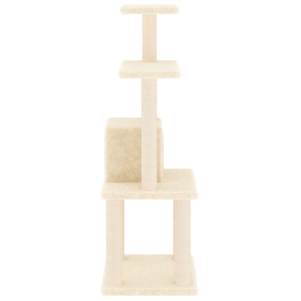 Rascador para gatos con postes de sisal crema 105 cm