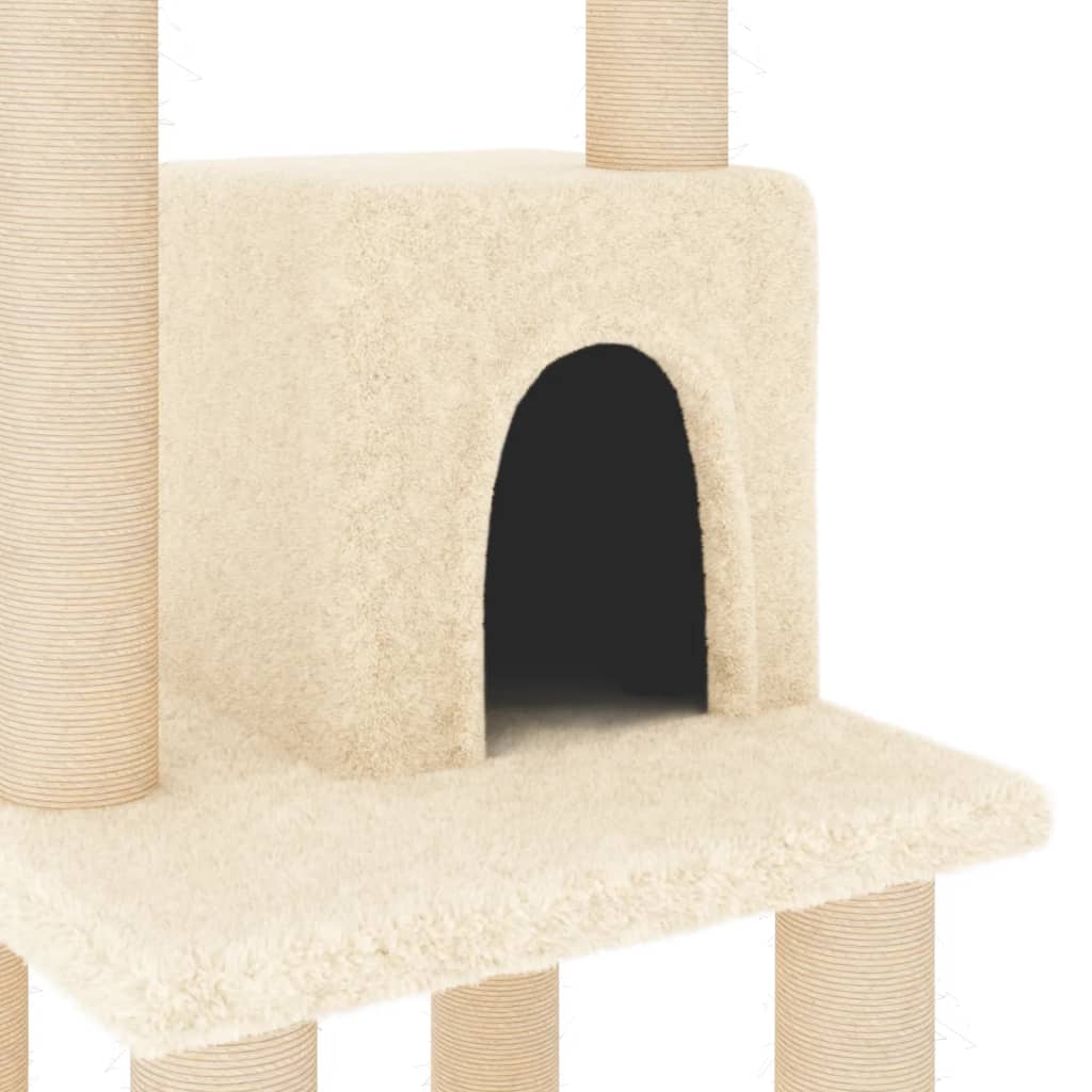 Rascador para gatos con postes de sisal crema 105 cm