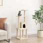 Arranhador para gatos com postes de sisal creme 105 cm