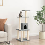 Rascador para gatos con postes de sisal crema 110 cm