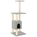 Rascador para gatos con postes de sisal gris claro 104 cm