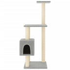 Rascador para gatos con postes de sisal gris claro 104 cm