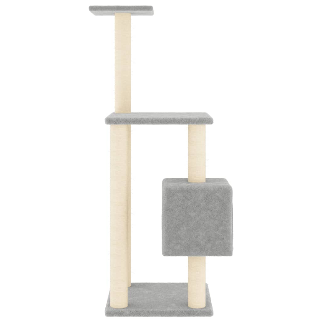 Rascador para gatos con postes de sisal gris claro 104 cm