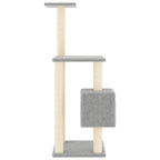 Rascador para gatos con postes de sisal gris claro 104 cm