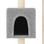 Rascador para gatos con postes de sisal gris claro 104 cm
