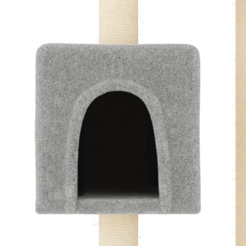 Rascador para gatos con postes de sisal gris claro 104 cm