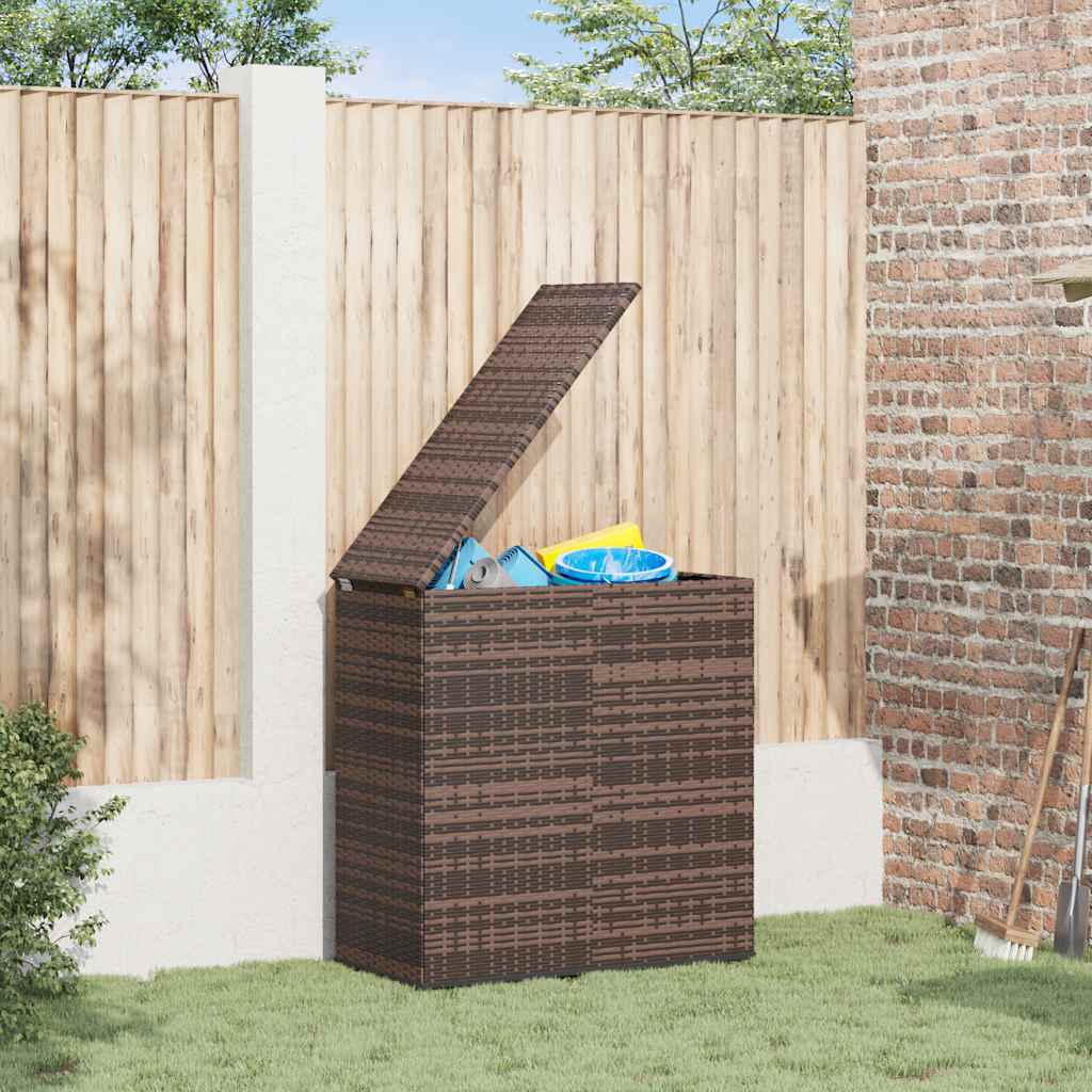 Baúl de cojines para jardín de ratán PE gris 100x49x103,5 cm