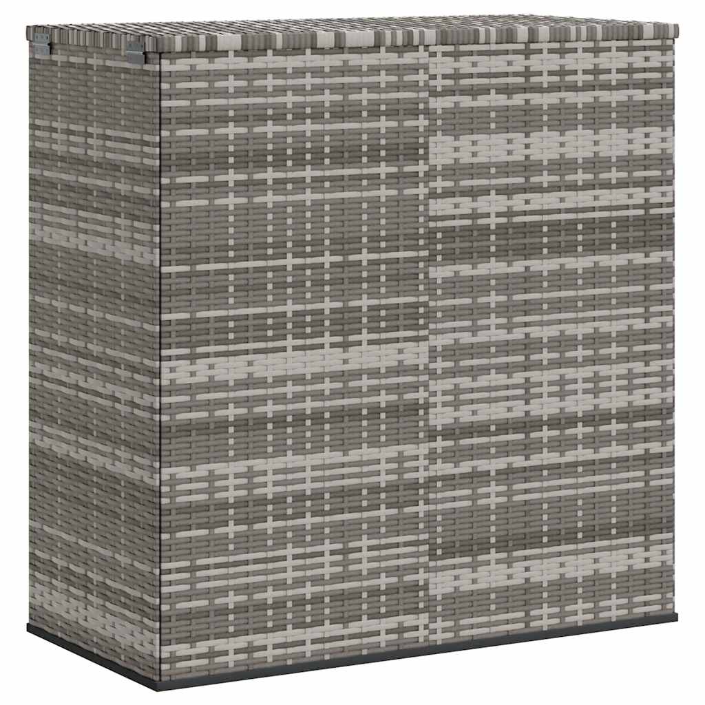 Baúl de cojines para jardín de ratán PE gris 100x49x103,5 cm
