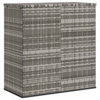 Baúl de cojines para jardín de ratán PE gris 100x49x103,5 cm