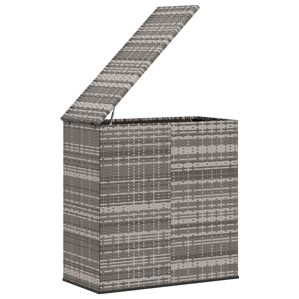 Baúl de cojines para jardín de ratán PE gris 100x49x103,5 cm