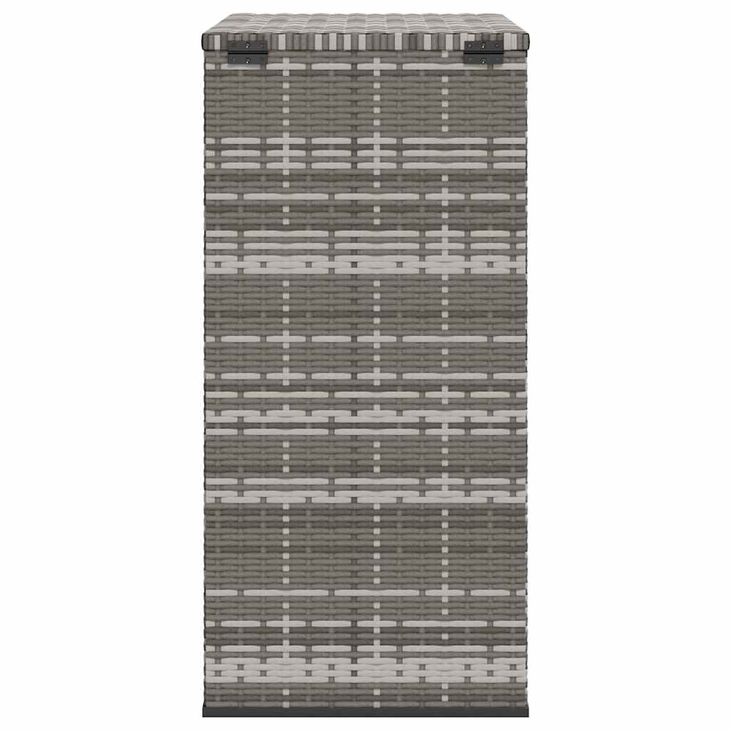 Baúl de cojines para jardín de ratán PE gris 100x49x103,5 cm