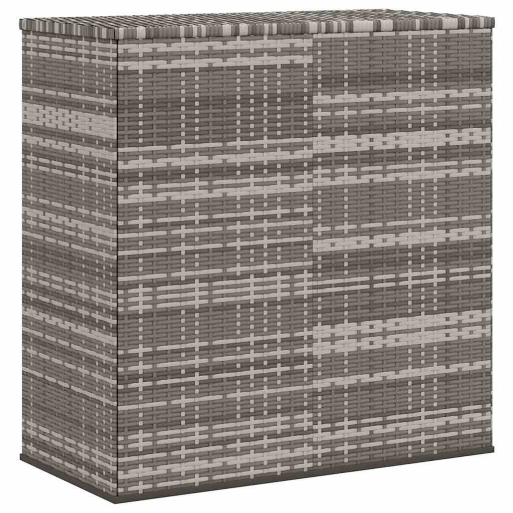 Baúl de cojines para jardín de ratán PE gris 100x49x103,5 cm