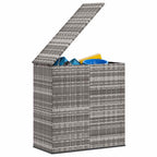 Baúl de cojines para jardín de ratán PE gris 100x49x103,5 cm