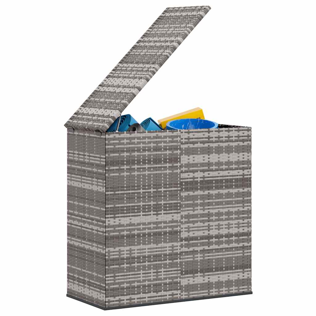 Baúl de cojines para jardín de ratán PE gris 100x49x103,5 cm