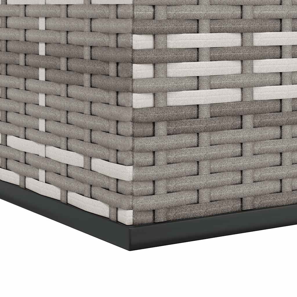 Baúl de cojines para jardín de ratán PE gris 100x49x103,5 cm
