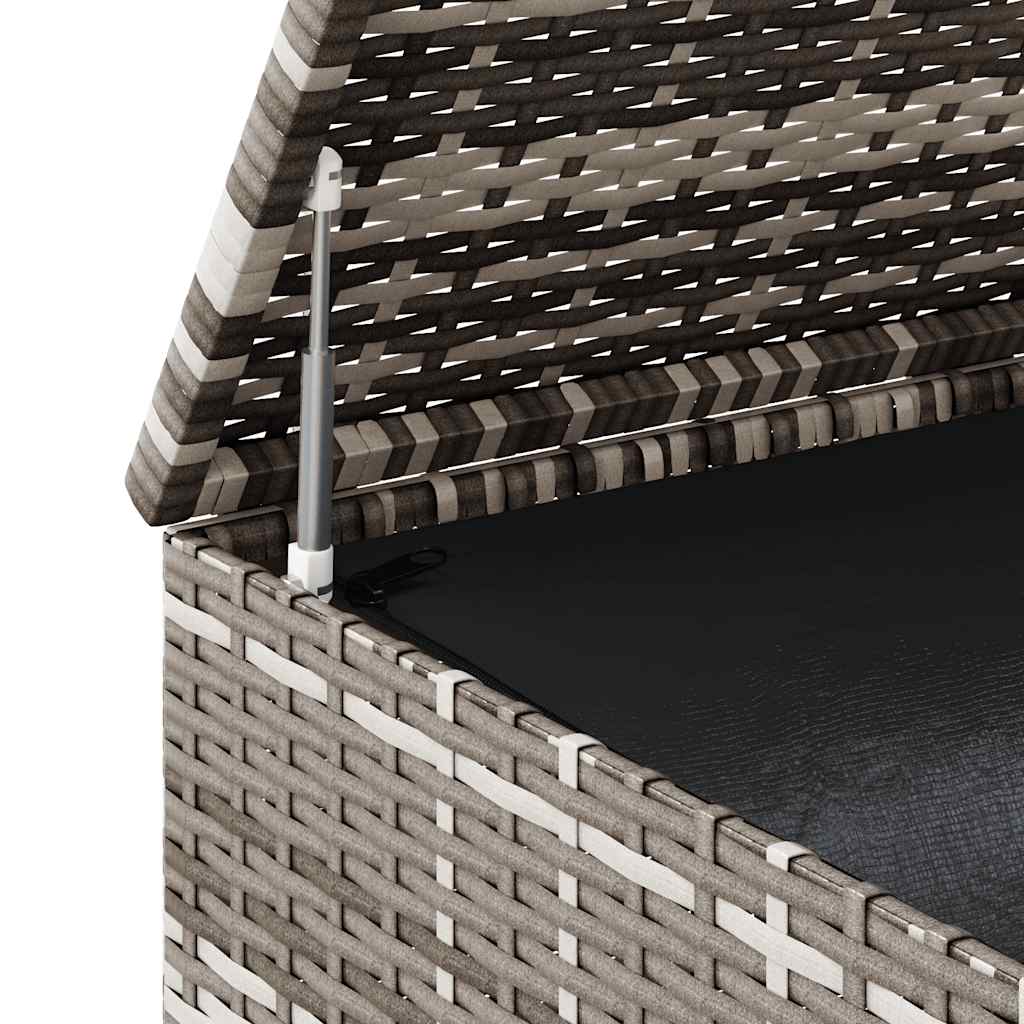 Baúl de cojines para jardín de ratán PE gris 100x49x103,5 cm