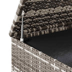 Baúl de cojines para jardín de ratán PE gris 100x49x103,5 cm