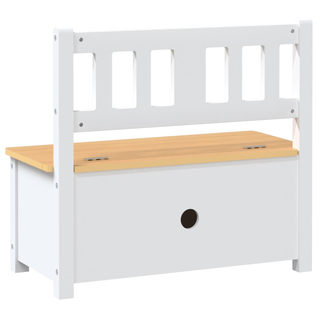 Banco de almacenaje para niños MDF blanco y beige 60x30x55 cm
